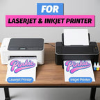 Lovein-Pinkie Heat Transfer Paper for Laser & Inkjet Printer (10 Sheets 8.5x11", Dark Plus) Printable Iron on Transfer Paper for Dark Fabric, Printable Heat Transfer Vinyl for T Shirts