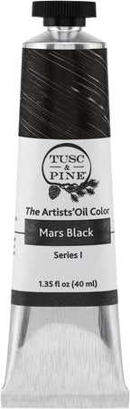 Tusc & Pine Artist Oil Paint - Mars Black, 40 ml, Non-Yellowing, Rich & Creamy Consistency, Maximum Pigment Load, Small Batch Milled Oil Paints Made in the USA for Professional Artists