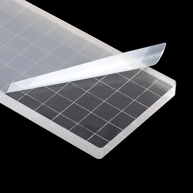 PATIKIL 6" x 3" Acrylic Stamp Block, Clear Stamping Block with Grid Lines Decorative Mounting Blocks Square for Scrapbooking DIY Crafts Card Making