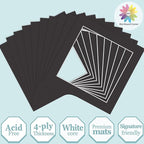 MBC Mat Board Center, 10 Pack 10x10 for 8x8 Black Picture Mats Frame Mattes, Bevel Cut, Acid Free, 4-ply Thickness