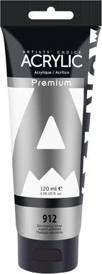 AUREUO Shimmering Silver Acrylic Paint, 4 Fl Oz / 120ml Single Tube, Rich Pigment Art Craft Paints for Canvas, Rocks, Wood, Ceramic, Fabric - Art Supplies for Beginners, Professionals, Artists