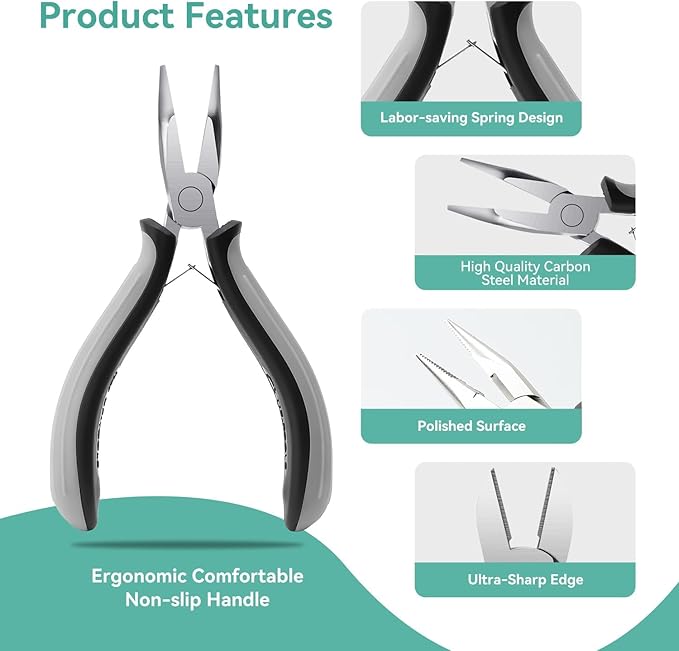 SOONAN 8 Pieces Mini Pliers Set, Jewelry Making Tools with Needle Nose Pliers, Wire Cutters, Round Nose Pliers, Bent Nose Plier