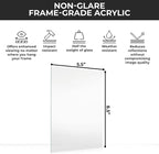 Non-Glare Acrylic Replacement for 5.5x8.5 Picture Frame, Replacement Plexiglass for 5.5x8.5 Photo Frame, UV-Resistant Non-Glare Acrylic Cover Sheet