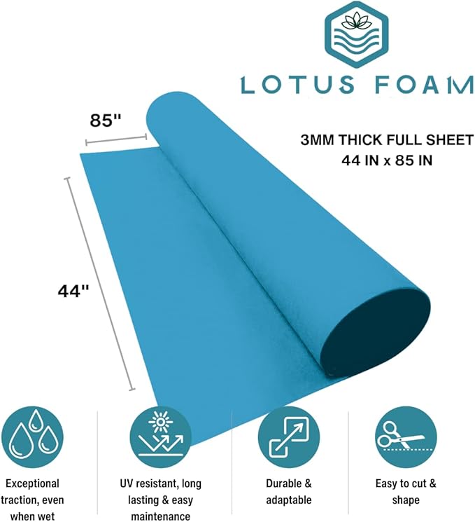 LotusFoam Large 3mm EVA Foam Sheet - 44"x 85" High Density Foam 130 kg/m3 for Cosplay, Costumes, Crafts, Flooring, Outdoor Use - 35 Colors (Bright Blue) - Bright Blue