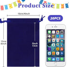 Shintop 20pcs Velvet Gift Bags, 4x6inch Blue Jewelry Bags Drawstring Coin Pouches for Dice Custom Packaging