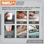 Fandeli | Multi-Purpose Sanding Paper | Assorted Grits (80,120,220) | 75 Sheets of 9'' x 11'' | Perfect for Sanding Metal and Sanding Wood | Hand Sanding | Orbital Sanders..