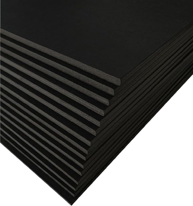 Black Foam Board 20 x 24 x 3/16" (5mm) Inch, 15 Pack Acid-Free Foam Core Poster Board Sheets for Art, Crafts, Presentation, Vision Board, Signboard, and Party Decorations