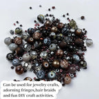 Assorted Glass Resin Beads Multi Size Colors Smooth Cracked Gravel Millet Spacer Beads for Bracelets Necklace Earring DIY Jewelry Making Craft(Deep Amber Series)