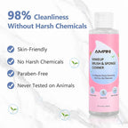 Alyfini Makeup Brush Cleaner Solution + Scrub Basin Combo, Removes Tough Stain on Make Up Brushes Set/Sponge/Puffs, Deep Clean Inner Bristles from Waterproof Foundation/Concealer, 10.2 Fl Oz/300 ml