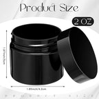 SATINIOR 12 Pack 2 oz Plastic Container Jars with Lids Round Clear Travel Cosmetic Container Slime Jar for Toiletries, Lotion, Cream, Ointment, Makeup, Rhinestone, Sample, Kitchen Storage(Pure Black)