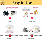 TransOurDream Tru-Heat Transfer Paper for Inkjet & Laserjet Printer (20 Sheets 8.5x11, 3.0) Printable HTV Heat Transfer Vinyl for T Shirts Iron on Transfers for Light Fabrics (TRANS-L3-1-20)