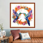 Joyhoor Stamped Cross Stitch Kits for Beginners, Needlepoint Kits for Adults, 11CT Counted Embroidery Kits-Hummingbird Wreath 18x18 inchs
