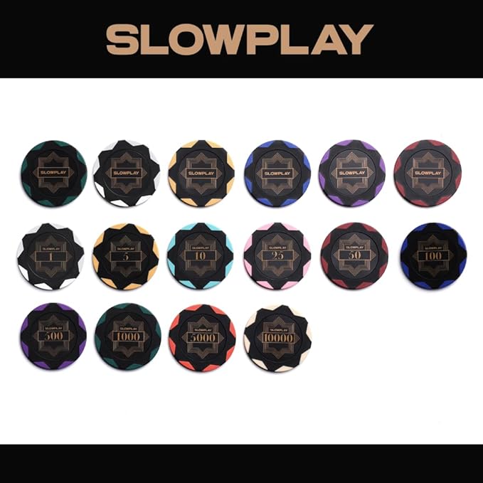 SLOWPLAY Nash Clay Poker Chips, 14 Grams Heavyweight Clay Composite, 40mm Large Chips in Bulk, Pack of 50 in White Without Denomination