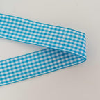 Micomon 1-Inch Vivid Blue and White Woven Edge Plaid Ribbon Polyester Gingham Ribbon 25 Yards Each Roll (1",Vivid Blue)