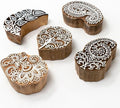 Handcarved Wooden Block Stamp for Printing Scrapbooking/Wooden Stamps for Project Designing/Fabric Textile/Clay/Pottery Craft/Tattoo | Set of 5 | Hashcart®