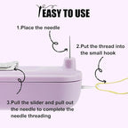 Needle Threaders, 2 in 1 Plug-in Needle Threader Seam Ripper Tool, Automatic Stretchable Seam Rippers for Sewing, Hand Quilling Supplies,Embroidery Stitch Removal (Purple/Green)