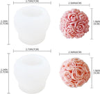 JDH 2 PCS Rose Ball Round Candle Mold 3D Rose Flowers Silicone Mold Flower Molds de silicona para velas for Candy & Home Decor - Resin Casting & Making Molds for Candle, Resin, Soap & Chocolate