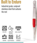 Beaditive High Precision Heavy-Duty Tweezers With Cushion - 4.7" Craft Tweezers for Sewing, Beading & DIY Crafts - Non-Serrated, Fine Point Tips - Stainless Steel Needle Nose Hobby Tweezers (Fuchsia)