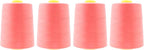 Mandala Crafts 4 Pack of Serger Threads Cones Spools - 20S/2 24000 Yards Polyester Coral Threads for Sergers Machine and Overlock Quilting Sewing Machine