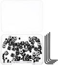 MECCANIXITY 40 Pcs Metal Locking Pin Backs, Locking Pin Keepers Clasp 5mm(H) with 4 Wrench Replacement in Storage Case for Badge, Brooch, Black Tone
