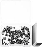 MECCANIXITY 40 Pcs Metal Locking Pin Backs, Locking Pin Keepers Clasp 5mm(H) with 4 Wrench Replacement in Storage Case for Badge, Brooch, Black Tone