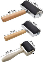 3 Pack Rubber Brayer Roller,1.4/2.4/4 Inch Hard Rubber Brayer Rollers,Art Craft Roller for Printmaking,Ink,Wallpapers Stamping Gluing