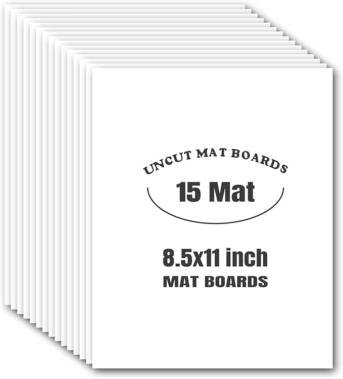 AUEAR, 15 Pack 8.5x11 Uncut Matte Boards White Photo Mat Board Great for Picture Framing, Print, Artwork