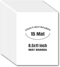 AUEAR, 15 Pack 8.5x11 Uncut Matte Boards White Photo Mat Board Great for Picture Framing, Print, Artwork