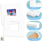 Mat Board Center, 8x8 White Mats for 4x4 Pictures - Acid Free, 4-ply Thickness, White Core, Bevel Cut - for Artworks, Photos, Framing - Pack of 12