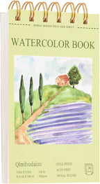 Watercolor Paper Pad 3.5x5.5 Inch | 30 Sheets 140lb/300g,Spiral-Bound, Tear-Resistant & No-Bleed | Artist-Grade for Water Color Paper/Ink | Compact Travel Sketchbook (Adults, Students, Outdoor)