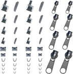Platinum 48-Piece Metal Zipper Repair Accessories Set - DIY Sewing Kit with Zipper Head Slider, Retainer Box, Insert Pin, Top & Bottom Stoppers for 3# 5# 8# 10# Zippers
