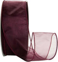 Ribbon Bazaar Sheer Organza Wired Ribbon - 100% Polyester Wire Edged Ribbon for Floral Decor, Table Arrangements, Apparel Embellishment & More - 2-1/2" Burgundy 50yd