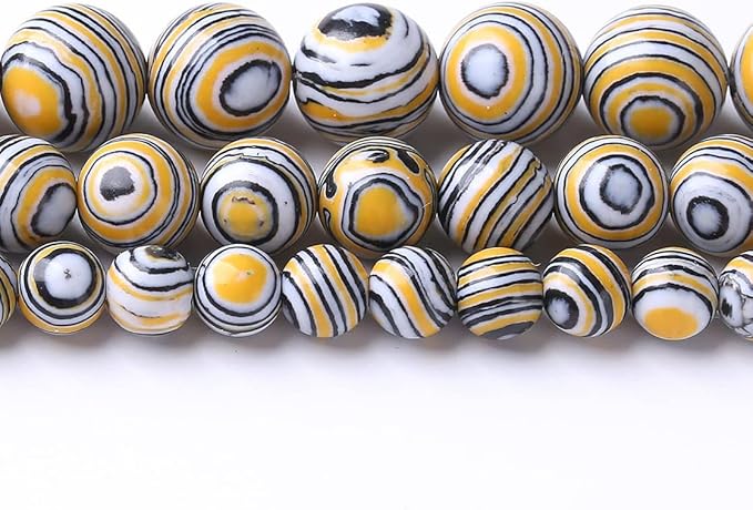 36PCS 10MM Yellow Malachite Beads Stone Beads Energy Healing Beads for DIY Jewelry Bracelet Necklace Making for Jewelry Making 15Inch