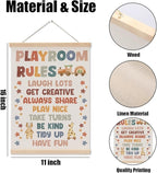 Playroom Decor Boho Poster Hanger, Nursery Decor Play Room Wall Decoration, Playroom Essentials, Educational Posters Wall Hanging Banner Farmhouse Living Toddler Room Decoration