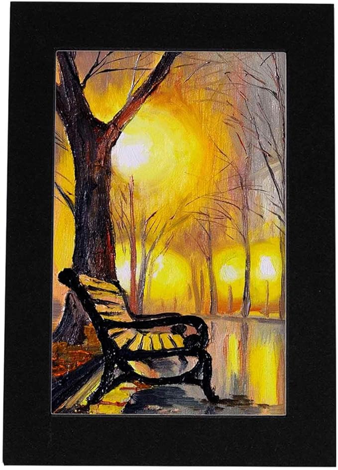 Pack of Ten 8x10 Mats Bevel Cut for 5.5x8.5 Photos - Acid Free Black with Black Core Precut Matboards for Pictures, Photos, Framing - 4-ply Thickness