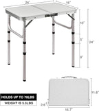 RedSwing 2ft Folding Camping Table,Small Portable Pinic Table Adjustable Height, Lightweight Aluminum Camping Table for Outdoor Indoor Hiking Camp