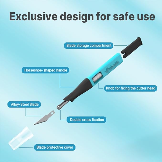 3 PCS Exacto Knife,Hidden Blade Design at The End,Comes with 5 Spare High Qualiry Carbon Steel Exacto Knife Blades. Craft Knife for Crafting, Arts,Modeling,Scrapbooking,Stencil,DIY Projects.Black