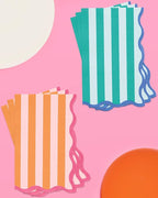 xo, Fetti Italian Summer Wavy Floral Stripe Napkins - 3-ply, 24 pcs | Bachelorette Party Decorations, Last Toast Coast, Birthday Party Supplies, Flower Baby Shower, Stripe Wavy Cocktail Decor
