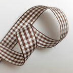 Micomon Brown and White Gingham Ribbon Buffillo Gingham Ribbon 25 Yards Each Roll 100% Polyester (5/8", Brown)