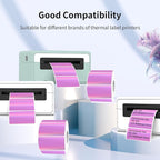 Direct Thermal Label 2x1 Inch- Barcode Labels- Holographic Thermal Sticker Labels for Address, Shipping, Compatible with Rollo Label Printer & MUNBYN& Zebra (300 Labels/Pink)