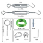 M6 Turnbuckles for Cables Wire, 3/16" Green PVC Coated Wire Rope Kit, Multi-use Steel Cable for Grape Vines/Clothes Line Outdoors for T Post/String Light Hanging/Garden Wire
