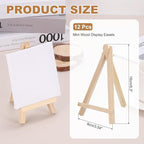 MECCANIXITY Mini Wood Display Easels, 6.3"x3.5"A-Frame Painting Tabletop Easels Holder Stand for Artists Beginners Displaying Small Canvases Art Photos Business Cards(Pack of 12, Wood Color)