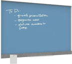 U Brands Magnetic Glass Dry-Erase Board, 36" x 48" Inches, Blue Surface, White Aluminum Frame