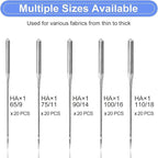 100PCS Sewing Machine Needles, Universal Sewing Machine Needle for Singer, Brother, Janome, Varmax, Needles for Sewing Machine with Sizes HAX1 65/9, 75/11, 90/14, 100/16, 110/18