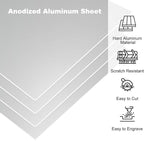PATIKIL 3.3x2.1x1/32inch Anodized Aluminum Sheet, 5Pcs Metal Rectangle Aluminum Plate 0.8mm Thick Engraving Blanks for Laser Engraving DIY Decorative Crafting Home Decoration, Silver Tone