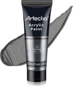 Artecho Black Acrylic Paint, Pearl Black (120ml / 4.05oz) Tubes, Art Craft Paints for Canvas, Rock, Stone, Wood, Fabric, Art Supplies
