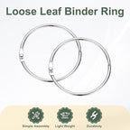 PATIKIL 2" x 2.2" Loose Leaf Binder Rings, 30 Pcs Metal Book Rings Nickel Keychain Ring for Paper Index Cards Flash Card Notebook Rings Office Home Book Binder, Silver Tone