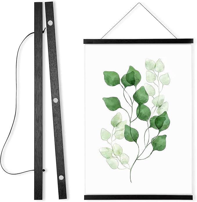 WITCOLOR Poster Hanger Frame, Black Wood Style 22inch Wide Magnetic Frame for Wall Decor Art Painting, Magnet Poster Hanger for Photos, Pictures, Prints, Maps, Scrolls and Canvas Artwork