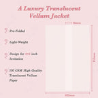 60 Pack Pre-Folded Vellum Jackets for 4x6 Invitations, Translucent Vellum Paper 4x6 Jackets, 100GSM Wedding Invitations Wraps, Envelope Liners for Birthdays, Baby Showers
