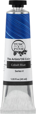Tusc & Pine Artist Oil Paint - Cobalt Blue, 40 ml, Non-Yellowing, Rich & Creamy Consistency, Maximum Pigment Load, Small Batch Milled Oil Paints Made in the USA for Professional Artists